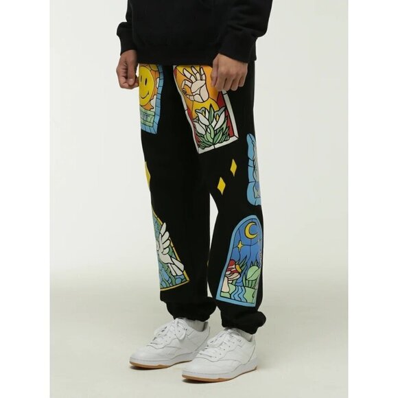 Market Smiley Cathedral Glass Sweatpants in Black Medium New mens Church Joggers - Picture 16 of 16